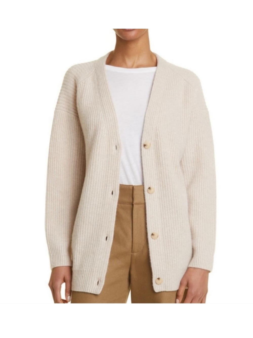 Vince Wool & Cashmere Knit V-Neck Buttoned Cardigan Sweater